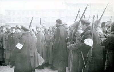 Revolutionary militia arresting policemen, February 1917 by Russian Photographer